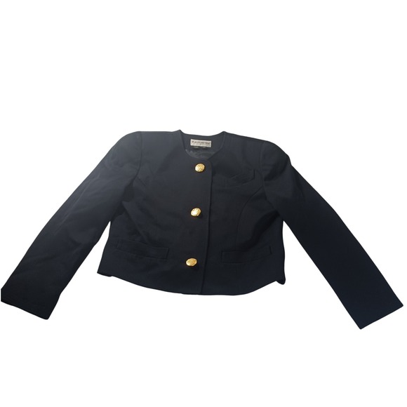 John Meyer Wool Blazer Gold Button Career Preppy Jacket Elegant Nautical Size 12 - Picture 1 of 9